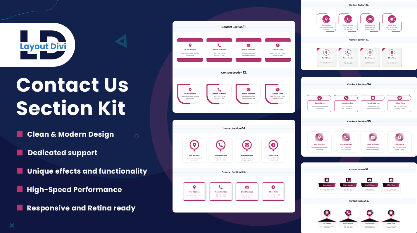 Divi contact us section layout kit