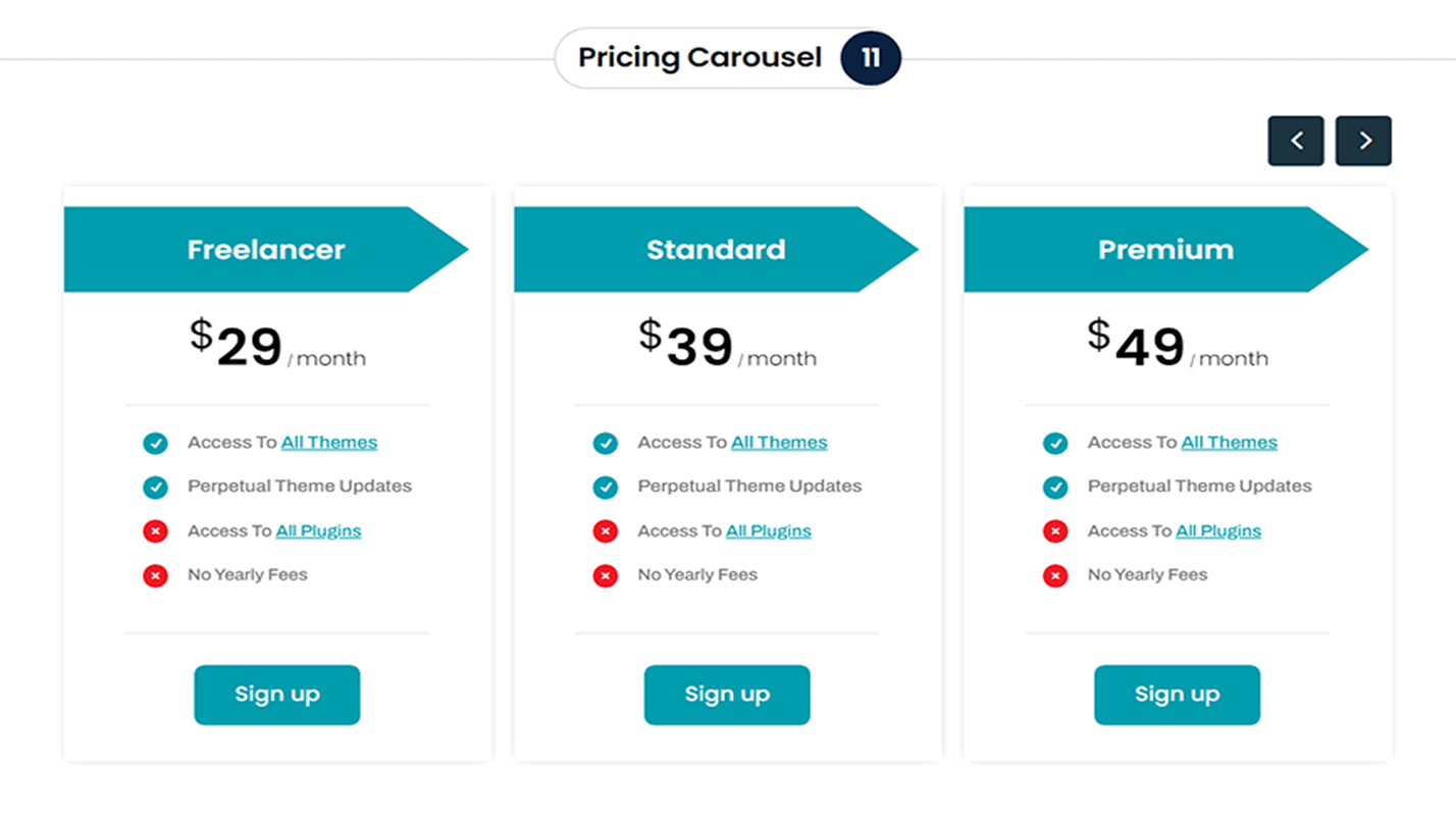 Divi Pricing Table Section 11
