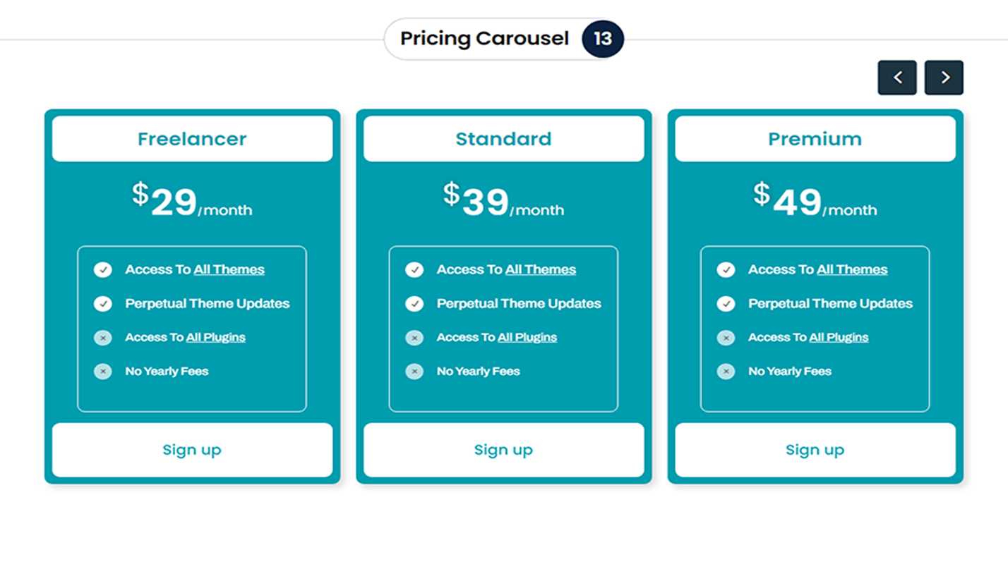 Divi Pricing Table Section 13