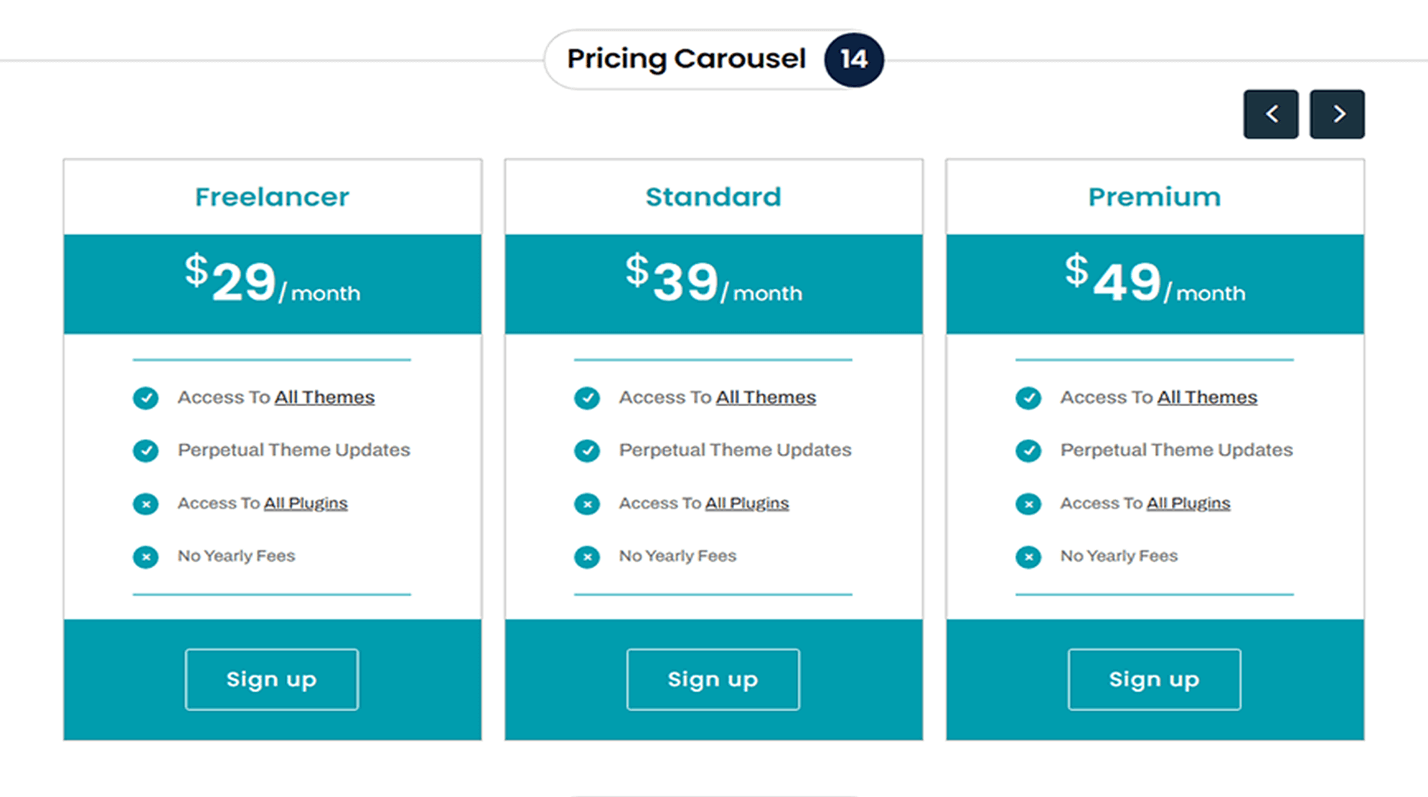 Divi Pricing Table Section 14