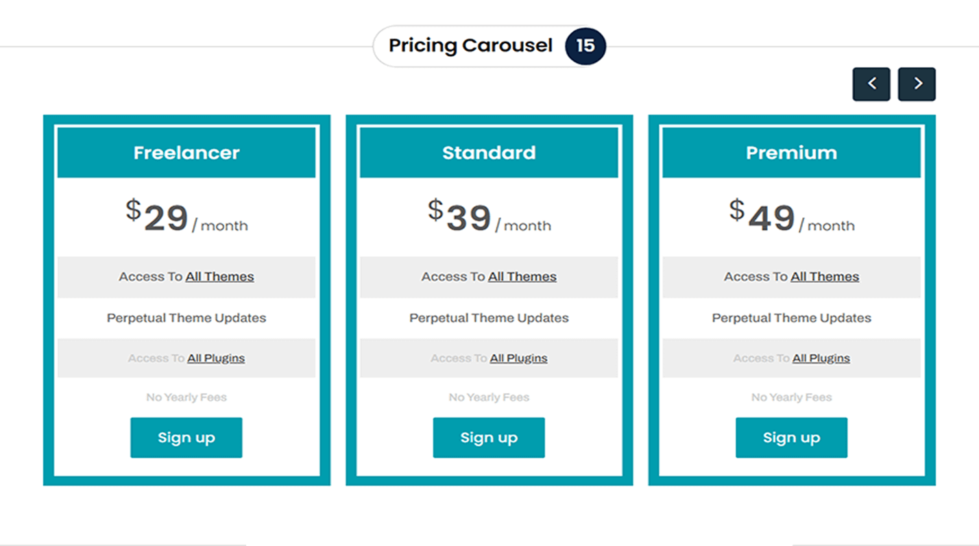 Divi Pricing Table Section 15