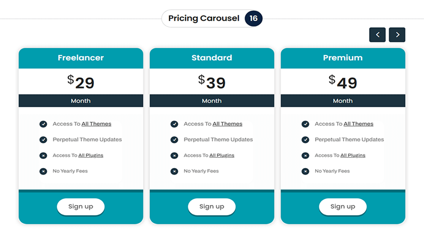 Divi Pricing Table Section 16