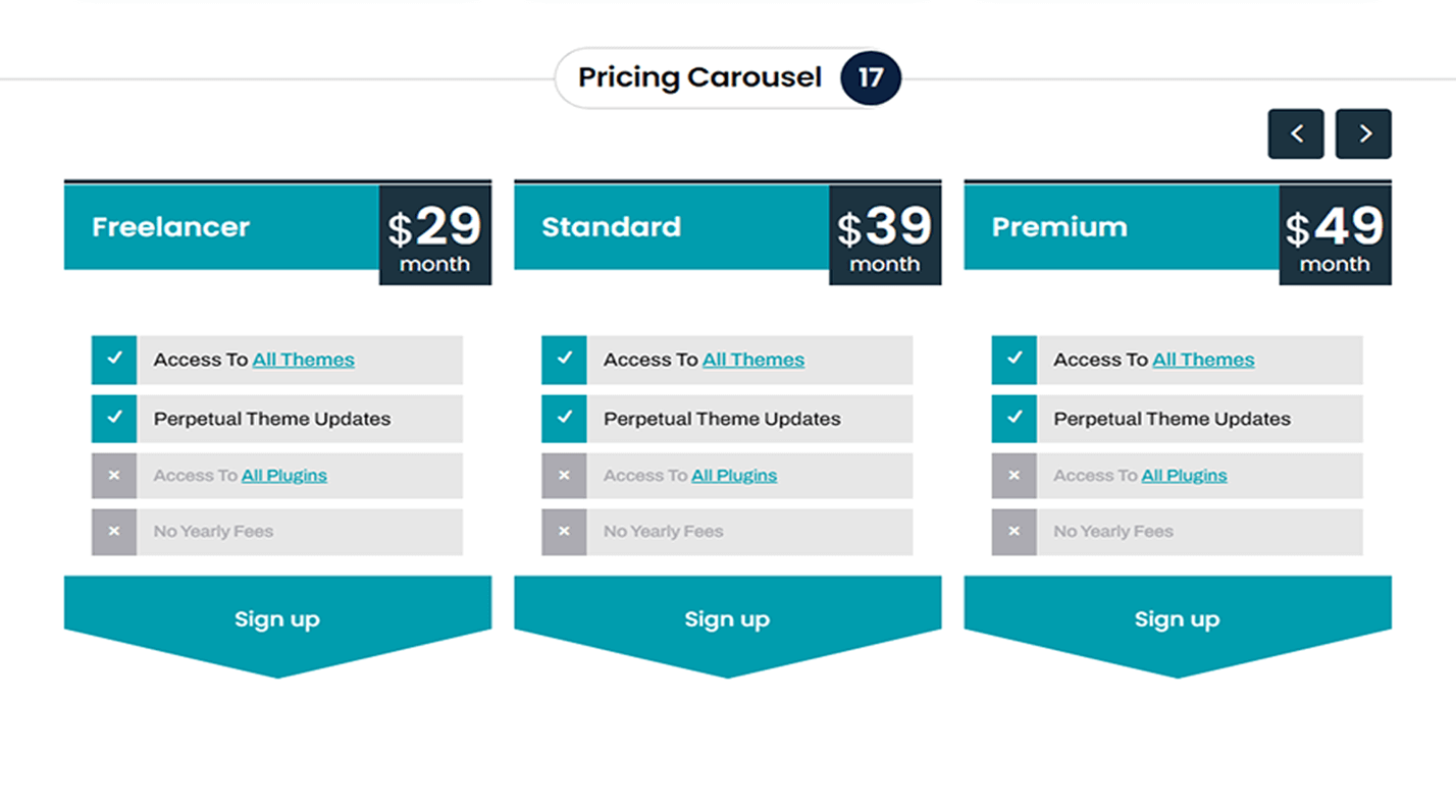 Divi Pricing Table Section 17