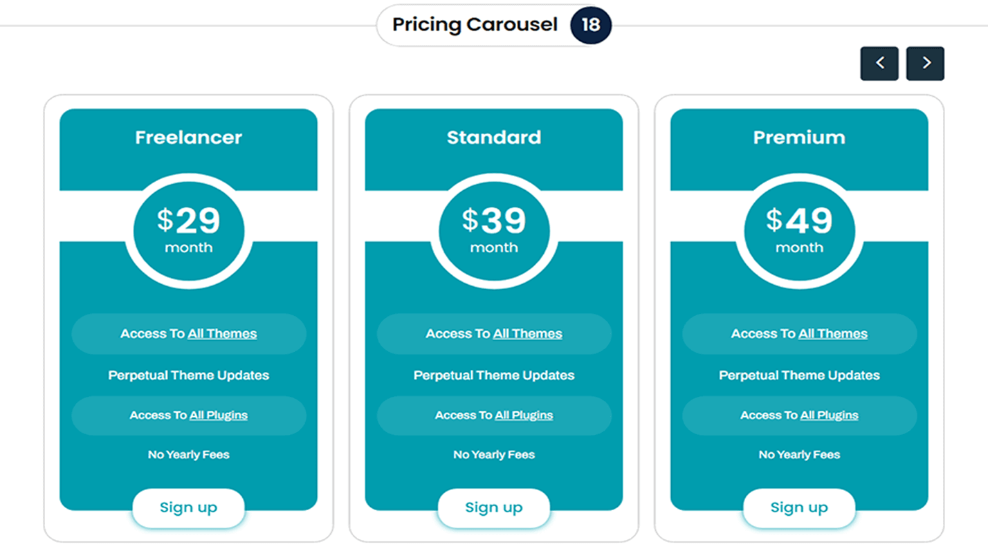 Divi Pricing Table Section 18