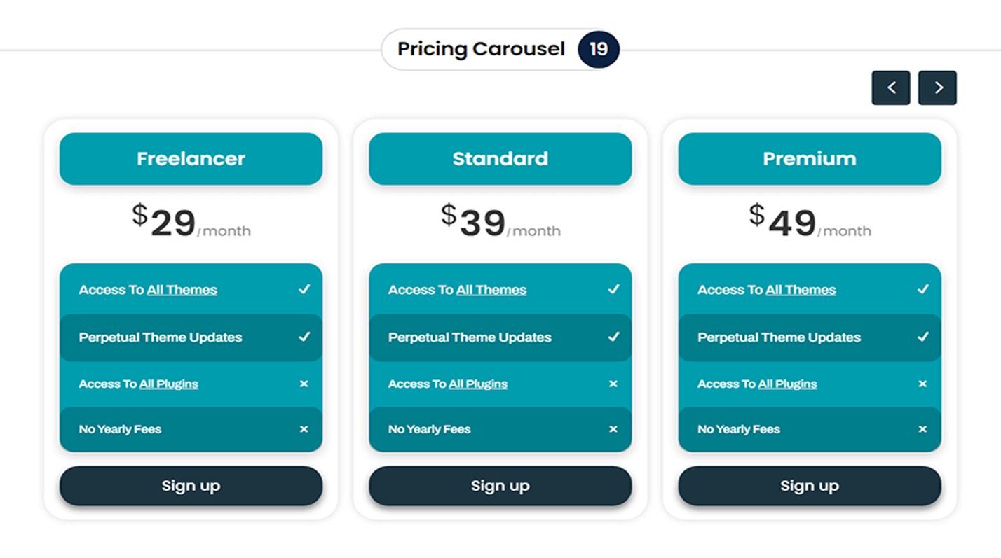 Divi Pricing Table Section 19