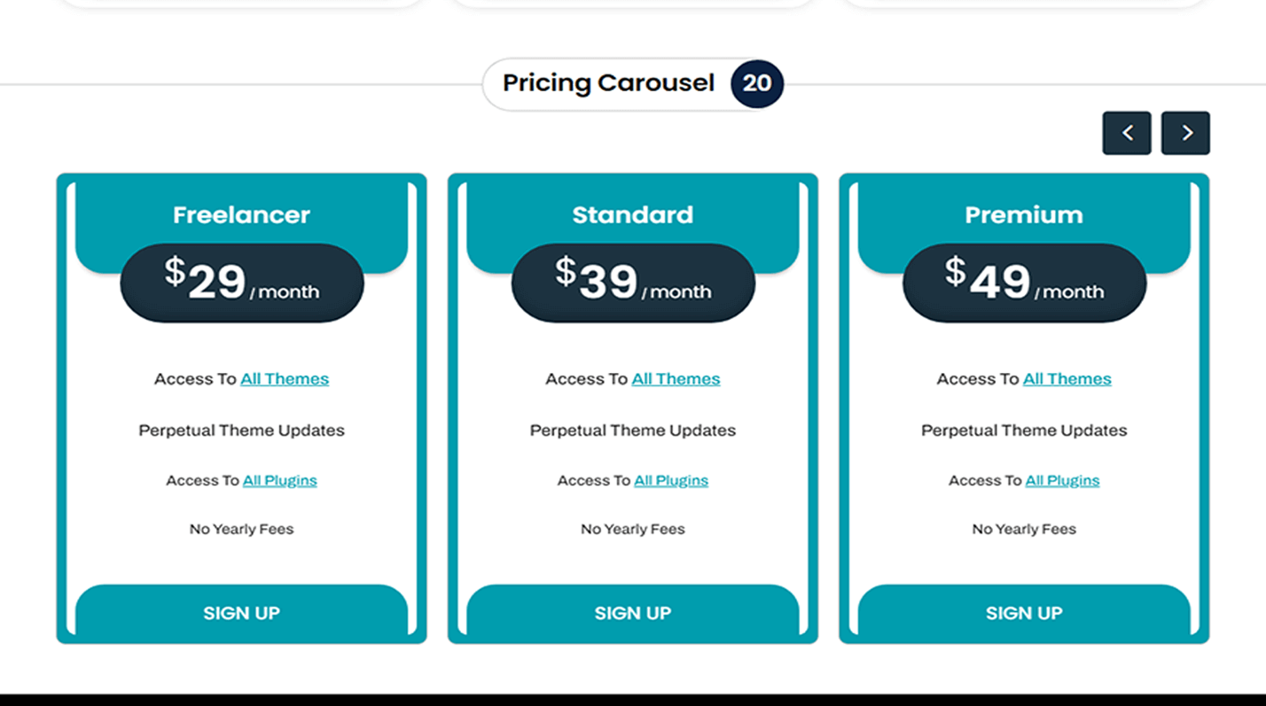 Divi Pricing Table Section 20