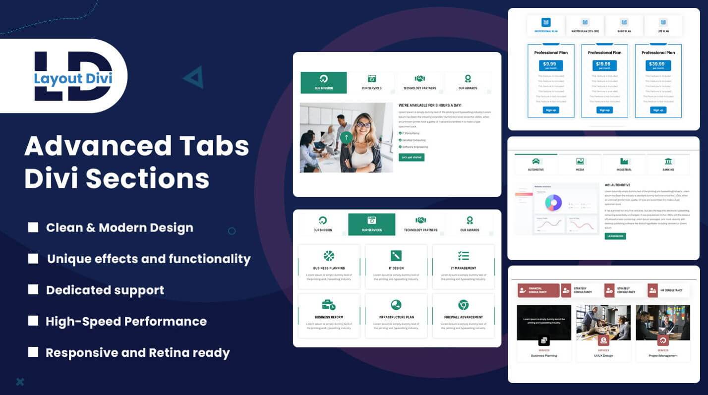 Advanced Tabs Horizontal Divi Sections