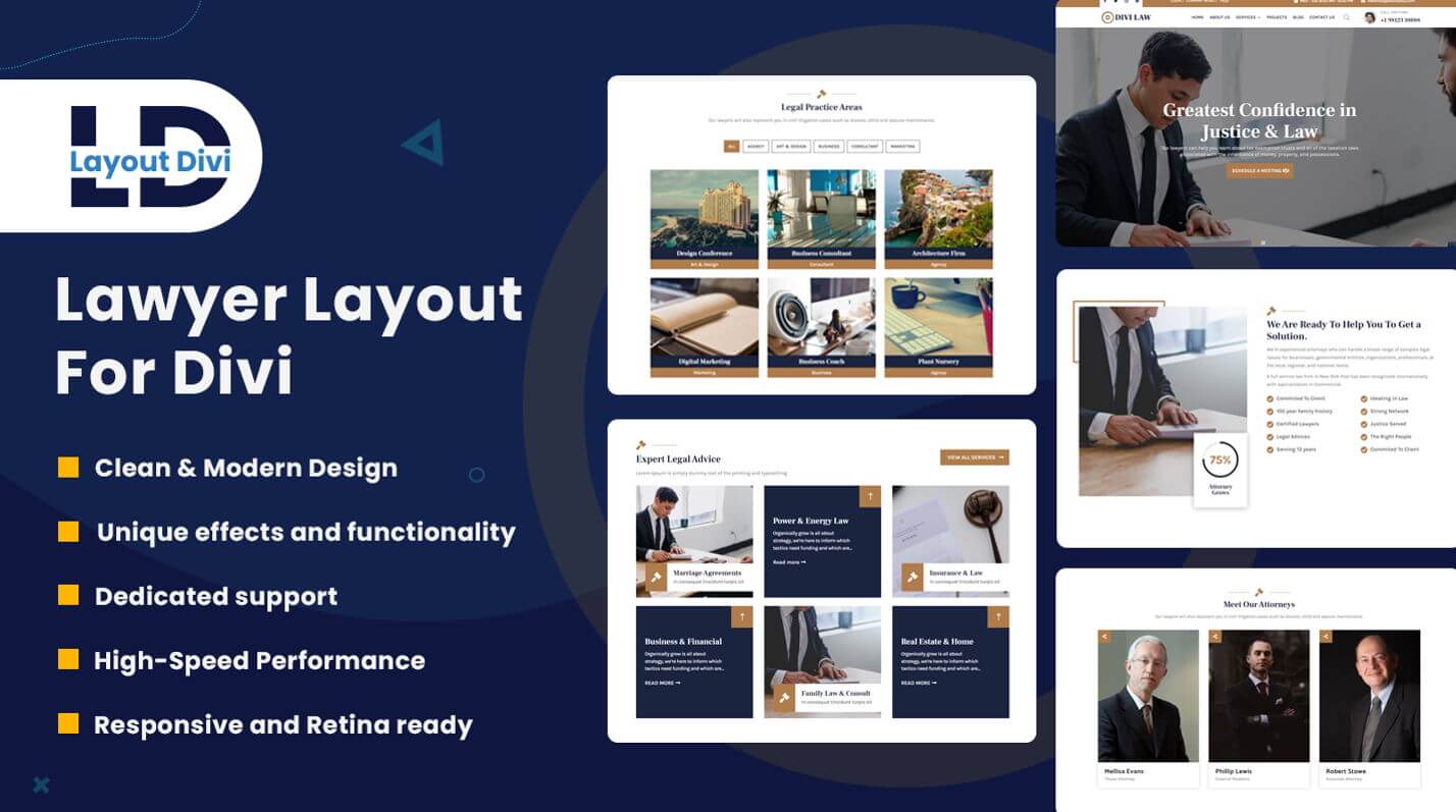 Lawyer & Attorney Divi Theme Layout