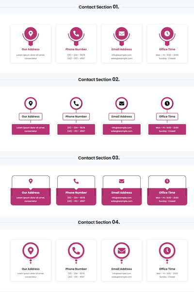 Divi Contact Information Section Pack - Center