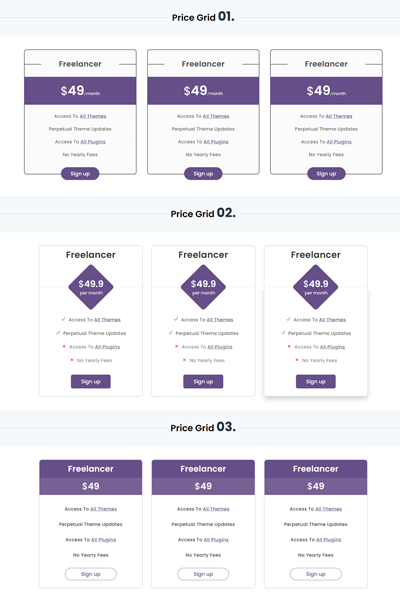 Divi Pricing Tables Module Grid Layouts-Cover
