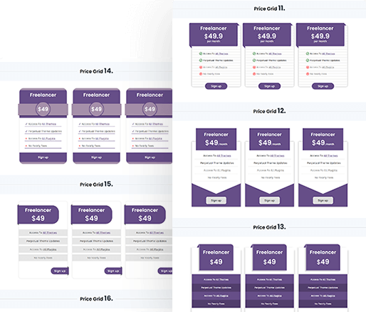 Divi Pricing Tables Module Grid Section 11 To 20