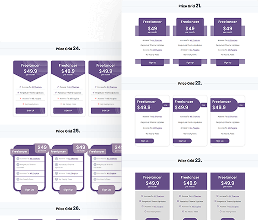 Divi Pricing Tables Module Grid Section 21 To 30