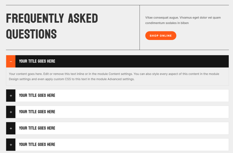 FAQ Layout Pack For Divi - Divi Layouts Demos