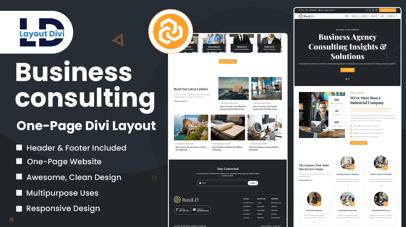 Business Consulting One-Page Divi Layout - Featured Image