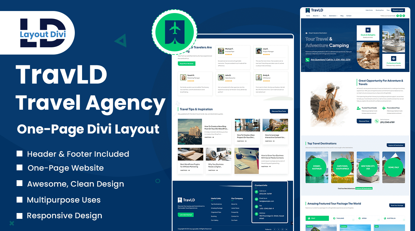 Travel Agency One-Page Divi Layout