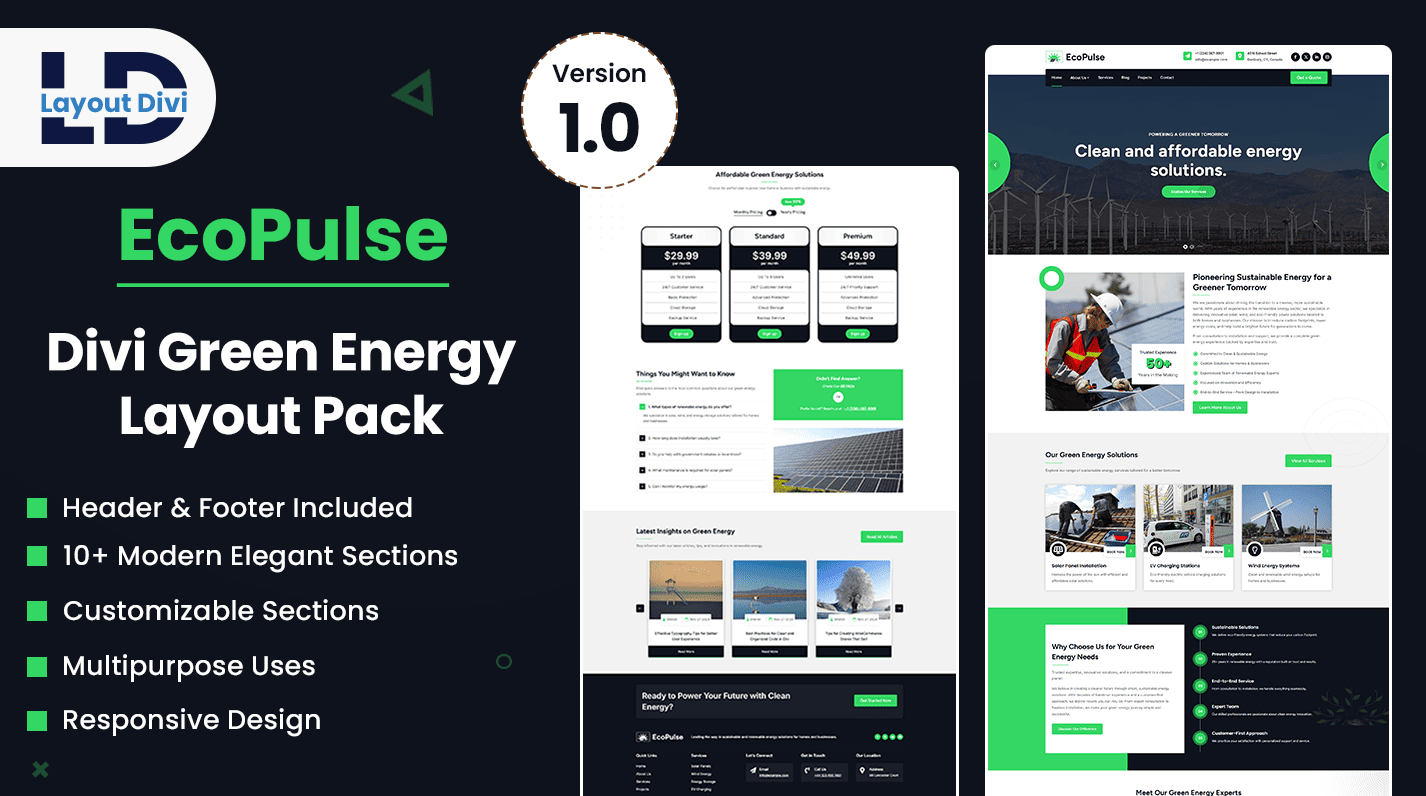 Divi Green Energy Layout Pack- Featured Image