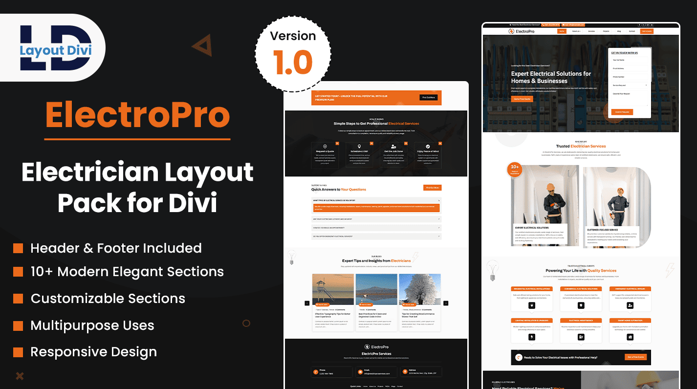 Electrician Divi Layout Pack- Featured Image